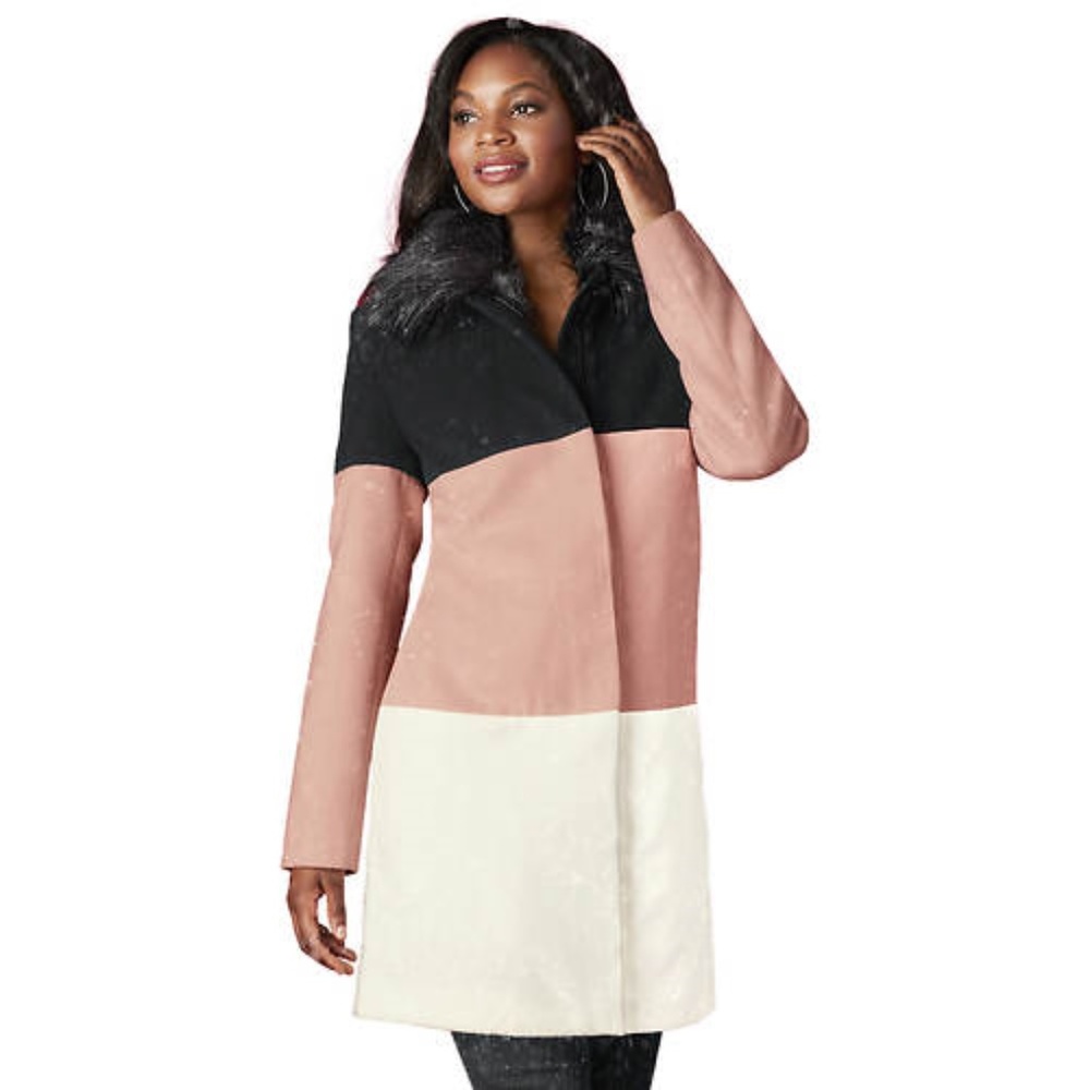 Color block  Wool Blend Coat